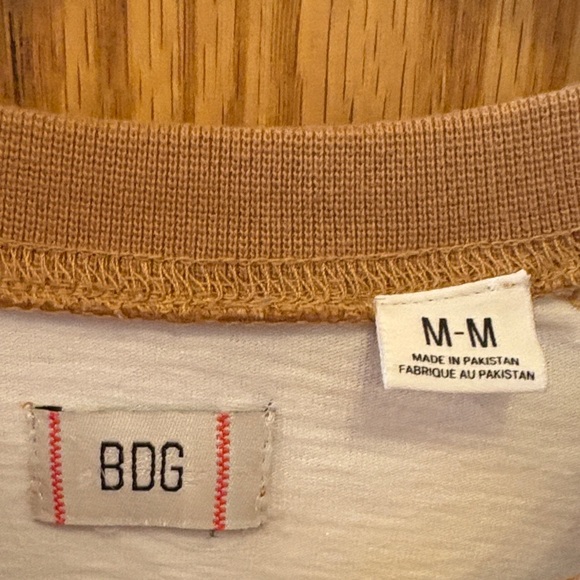 BDG Cream and Tan Raw-Edge Colorblock Crop Sweatshirt - Picture 2 of 10